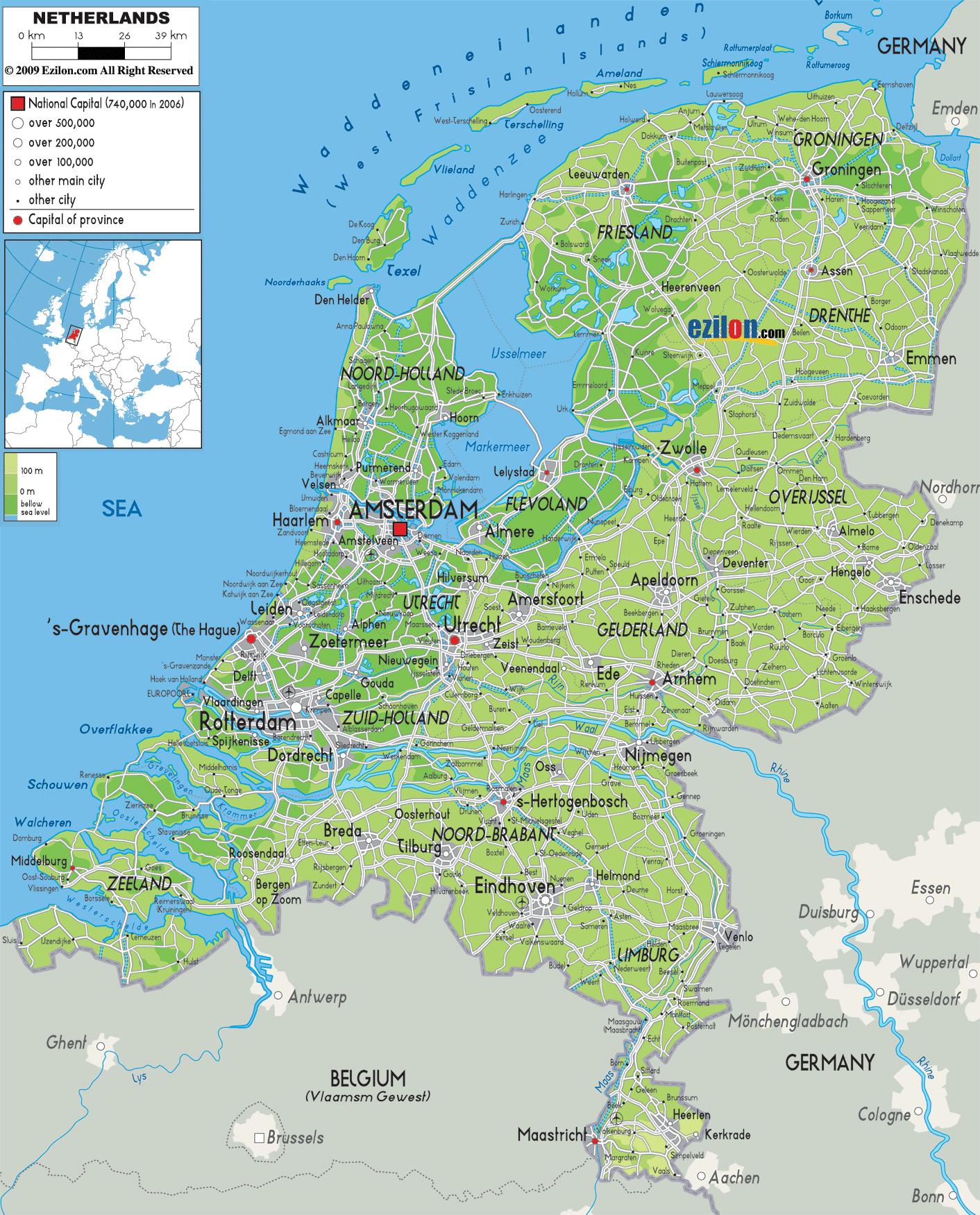 Mapa De Holanda Paises Baixos No Mapa Europa Ocidental Europa