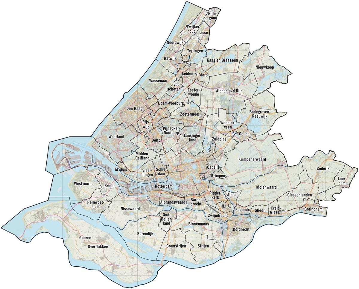 mapa da Holanda do sul