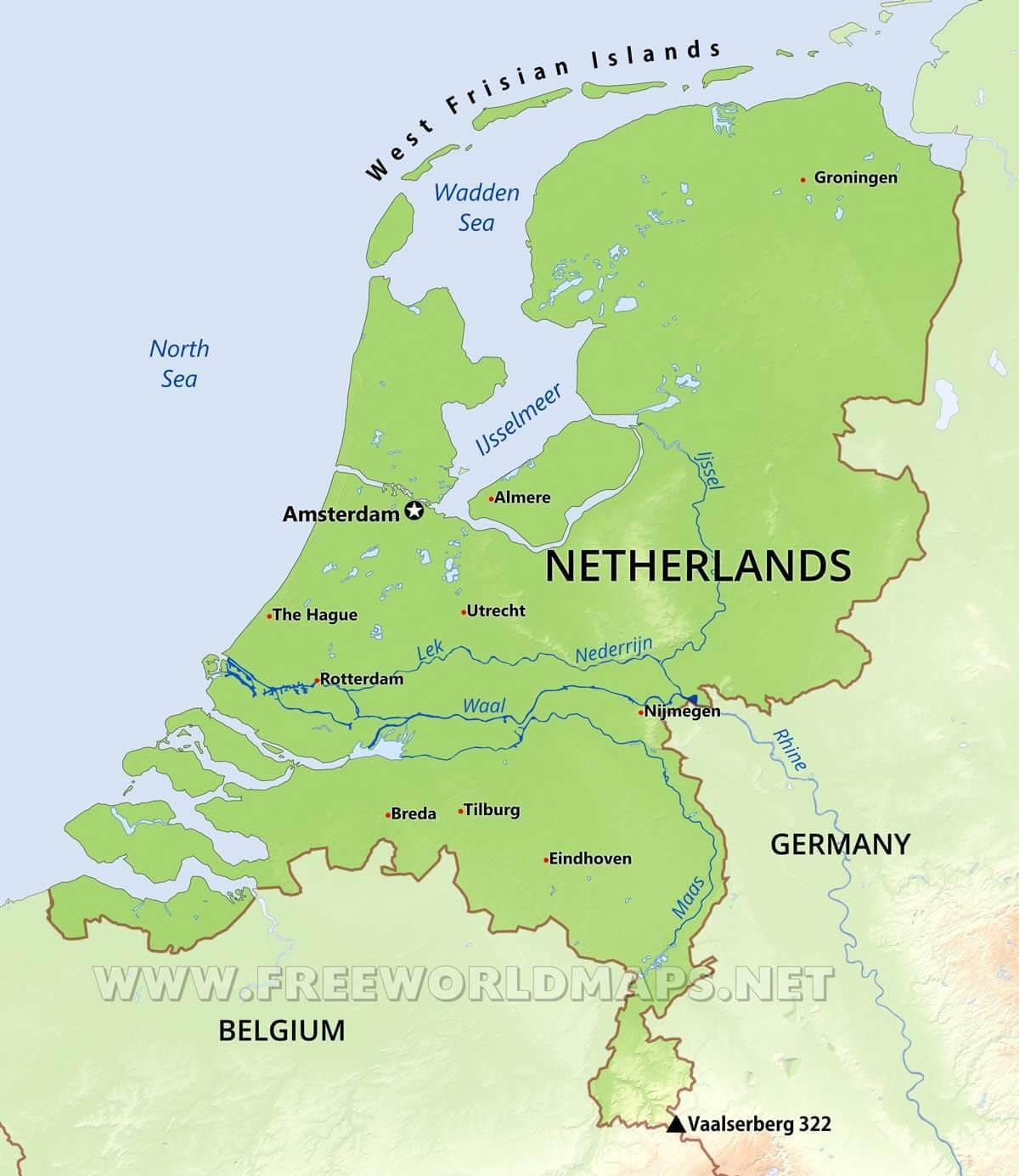 Holanda geografia mapa