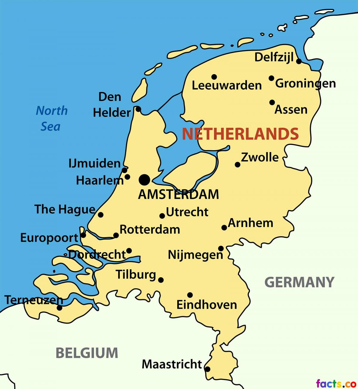 Países baixos cidade do mapa - Mapa dos países baixos cidades (Europa💚 ...