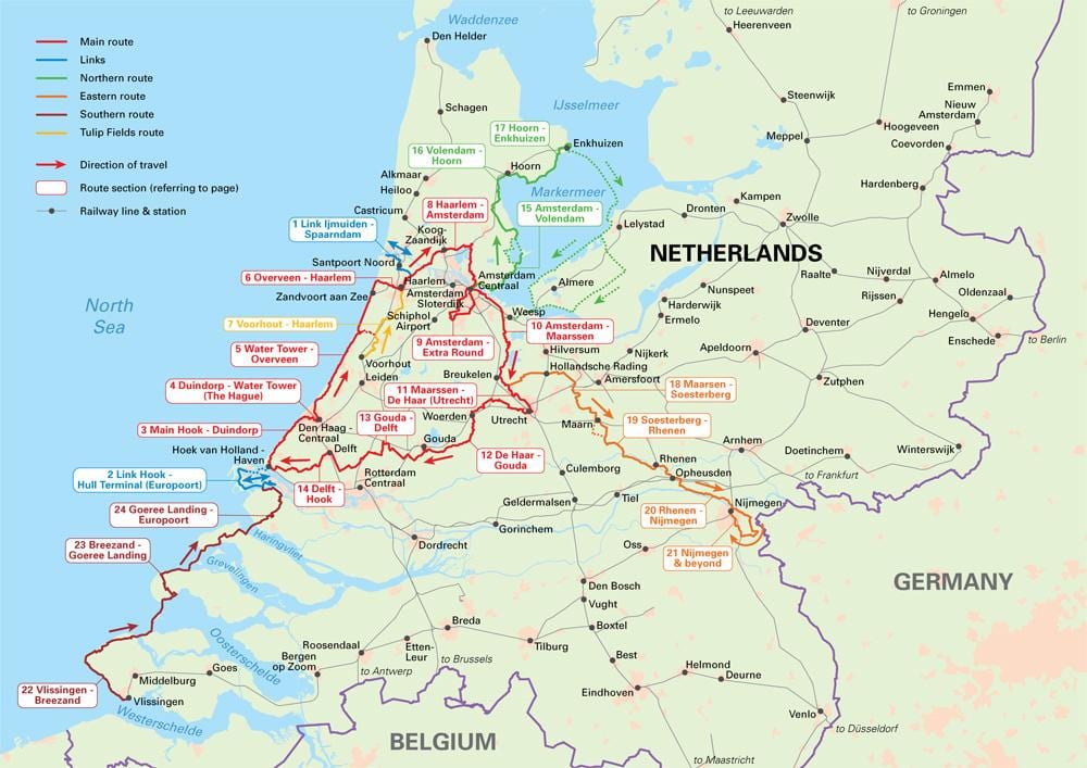Holanda ciclo mapa de rotas