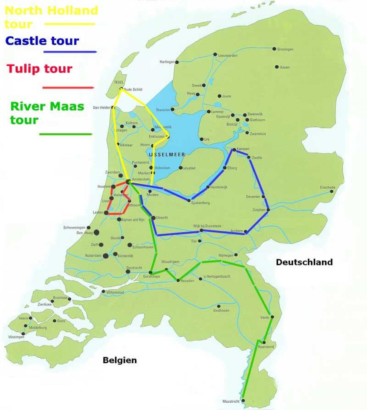 Holanda ciclo mapa de rotas