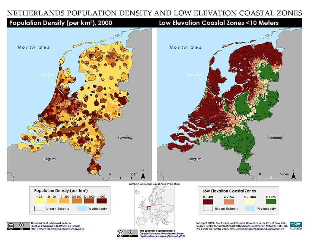 Holanda mapa de elevação