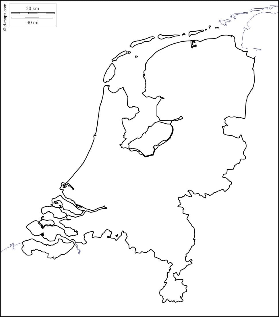 mapa em branco de Holanda