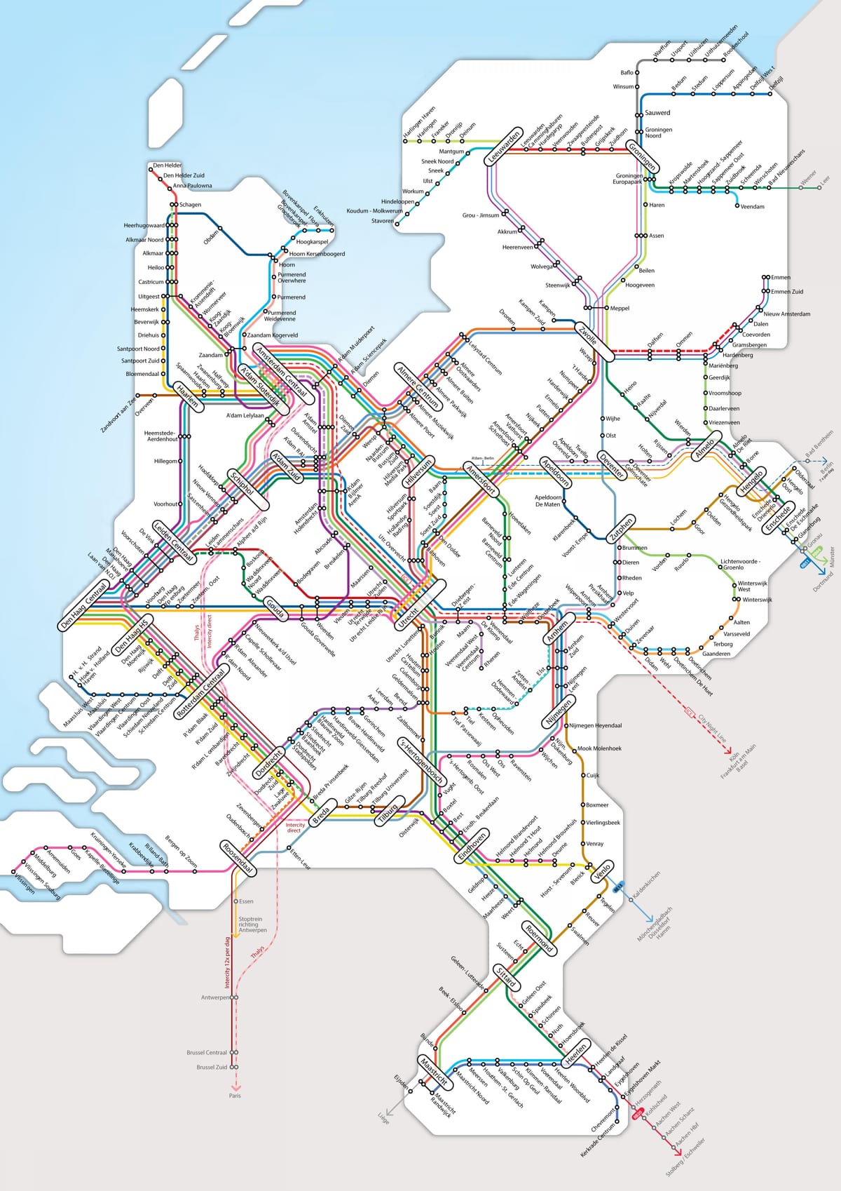 Holanda rede ferroviária mapa