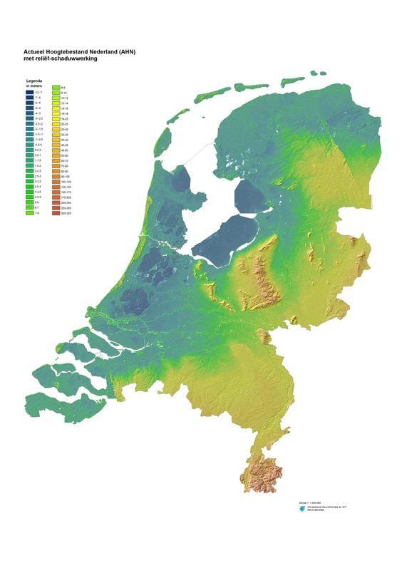 mapa físico da Holanda