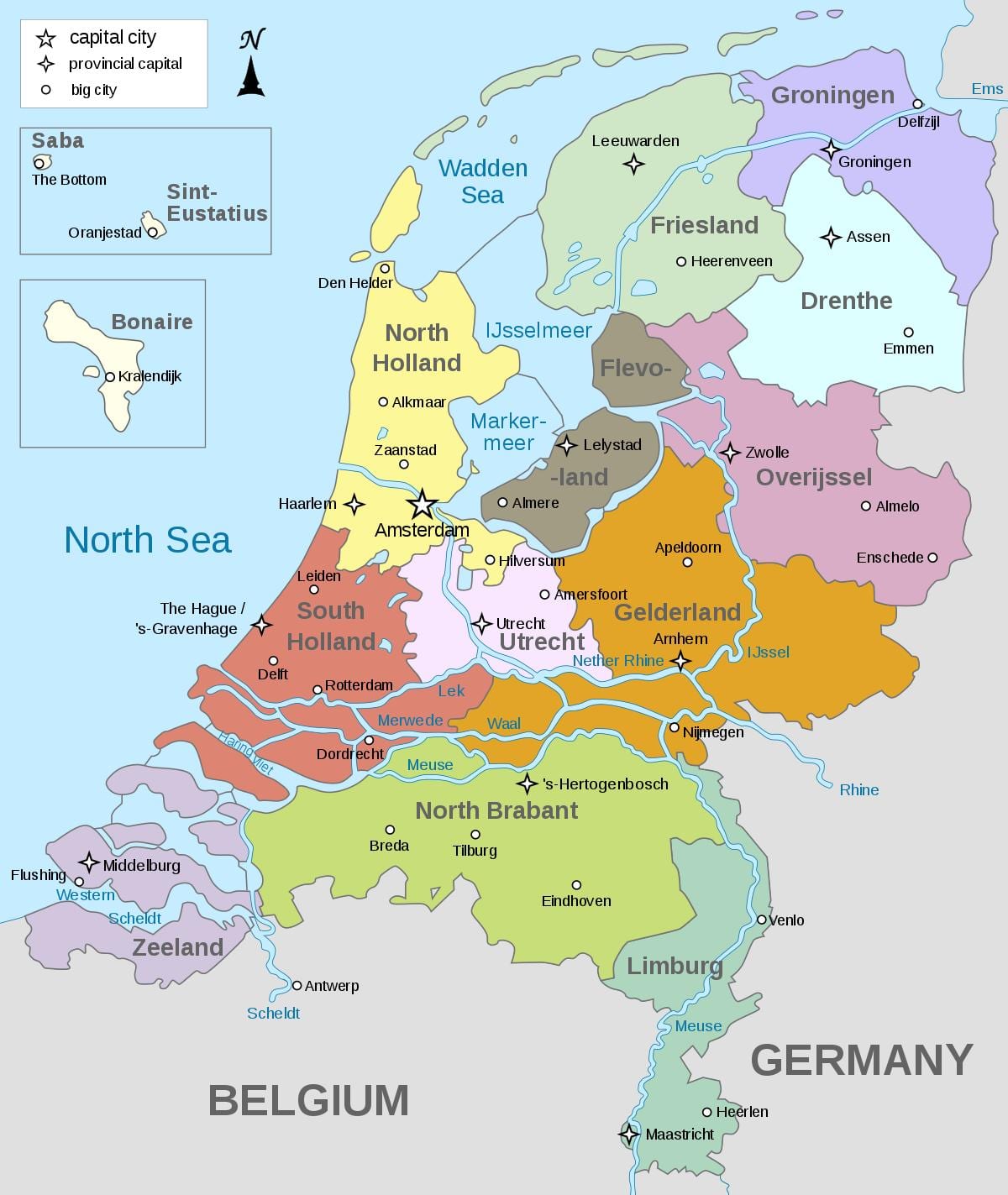 mapa dos países baixos regiões