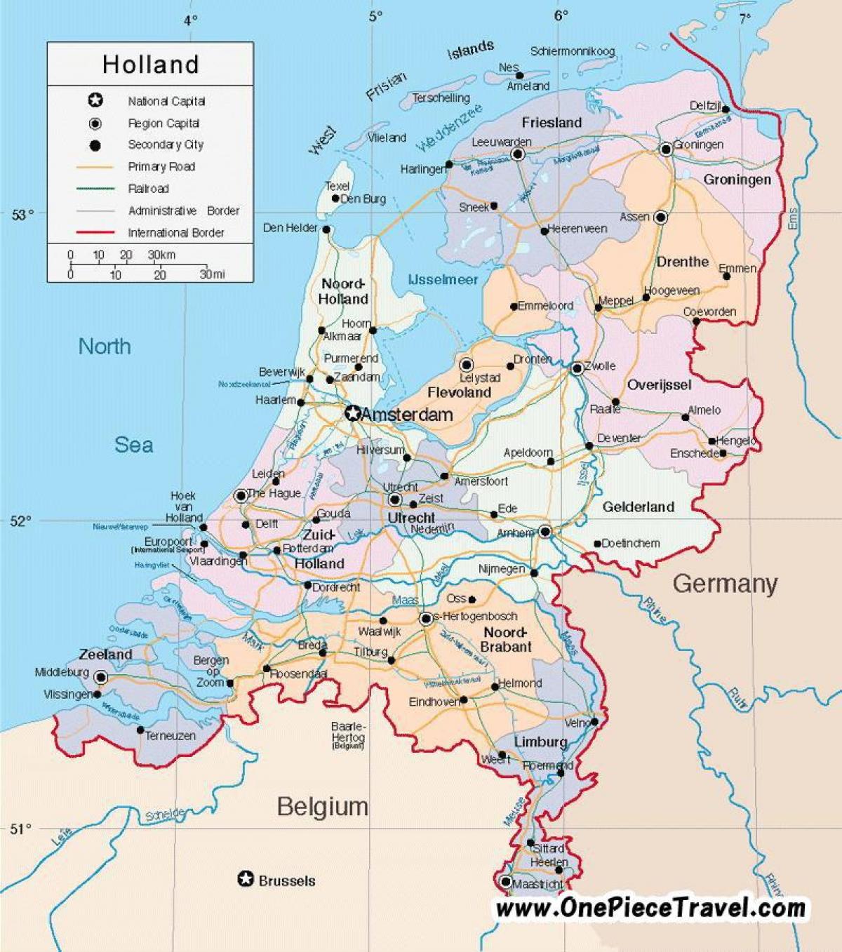 Holanda transportes mapa