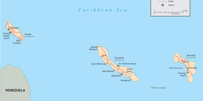 Mapa das Antilhas holandesas