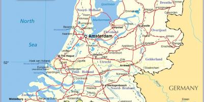 Mapa da Holanda e nos países vizinhos